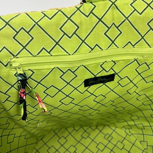 Vera Bradley Straw Beach Tote Bag Black Floral Capri Melon Tie - Picture 14 of 15
